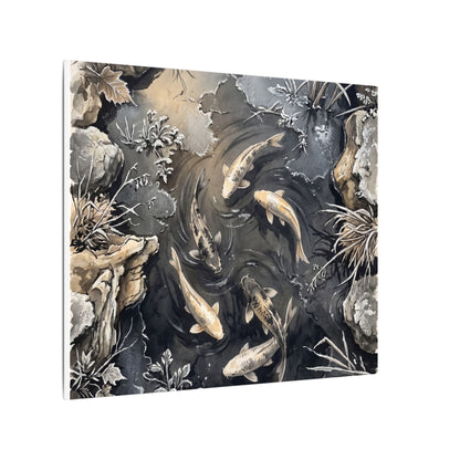 Koi Pond Canvas Art | Winter Japandi Japanese Pattern Art