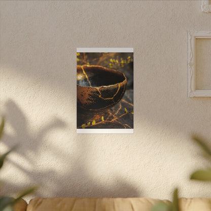 Kintsugi Ceramic Bowl in Golden Hour | Gold Vein Canvas Art