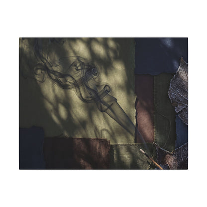 Ma Incense Smoke Canvas Art - Dark Japandi Dark Texture