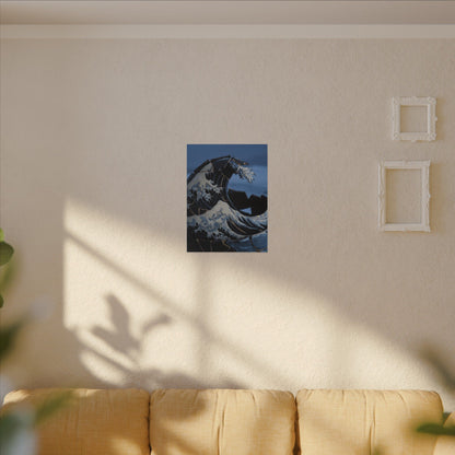 Ocean Wave Canvas Art | Winter Kintsugi Gold Repair Art