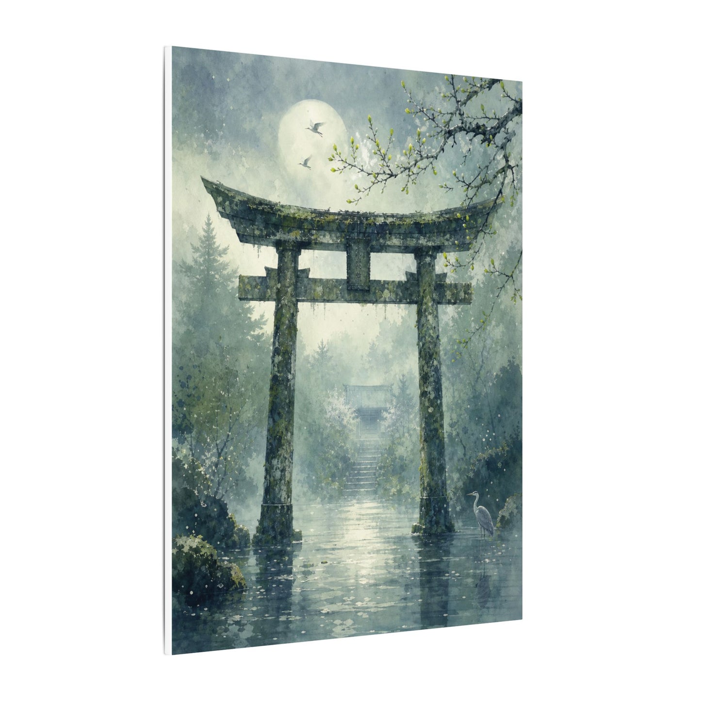 Earthy Torii Gate Canvas Art - Watercolor Japandi