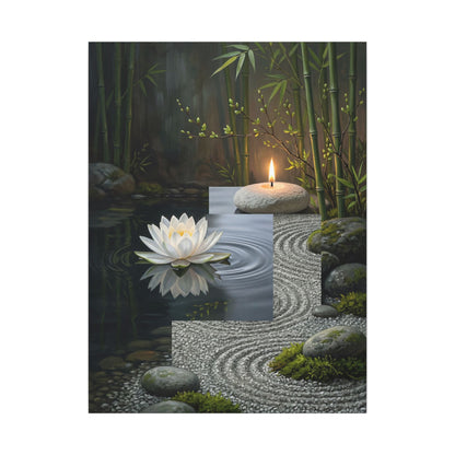 Candlelight Lotus Flower Canvas Art - Zen Kanso
