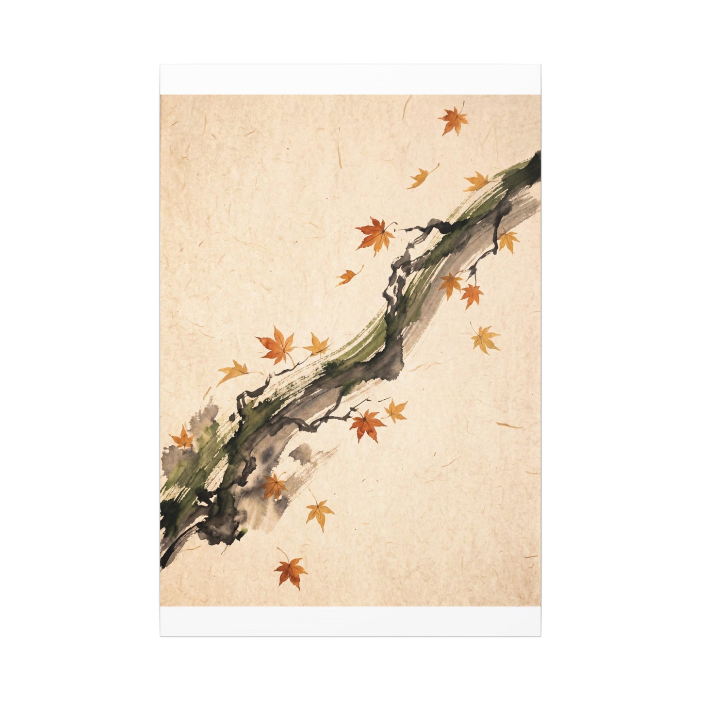 Ink Brushstroke Autumn Canvas Art | Zen Calm Design