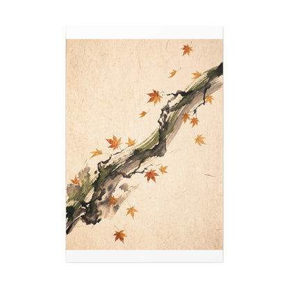 Ink Brushstroke Autumn Canvas Art | Zen Calm Design