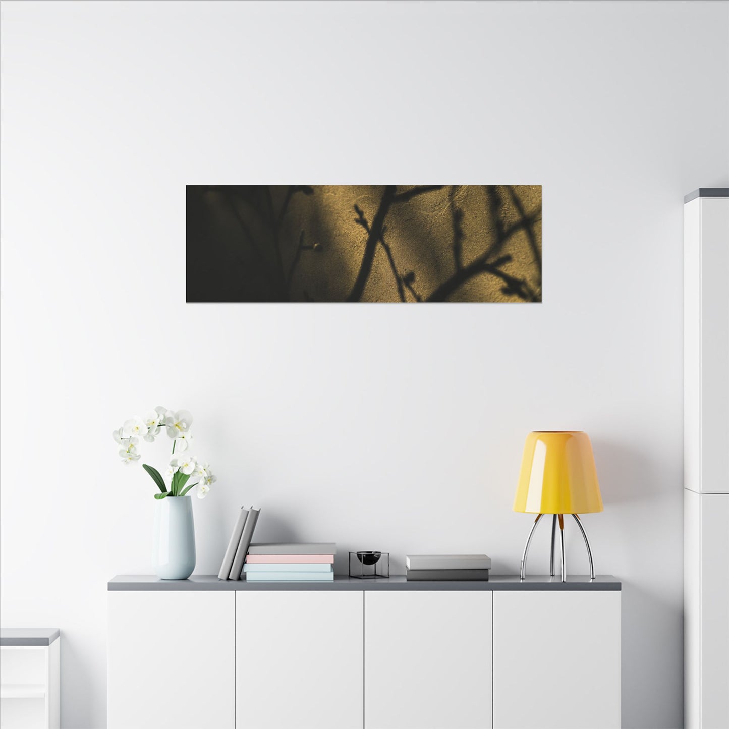Golden Hour Shadow Play Canvas Art - Dark Japandi Seijaku