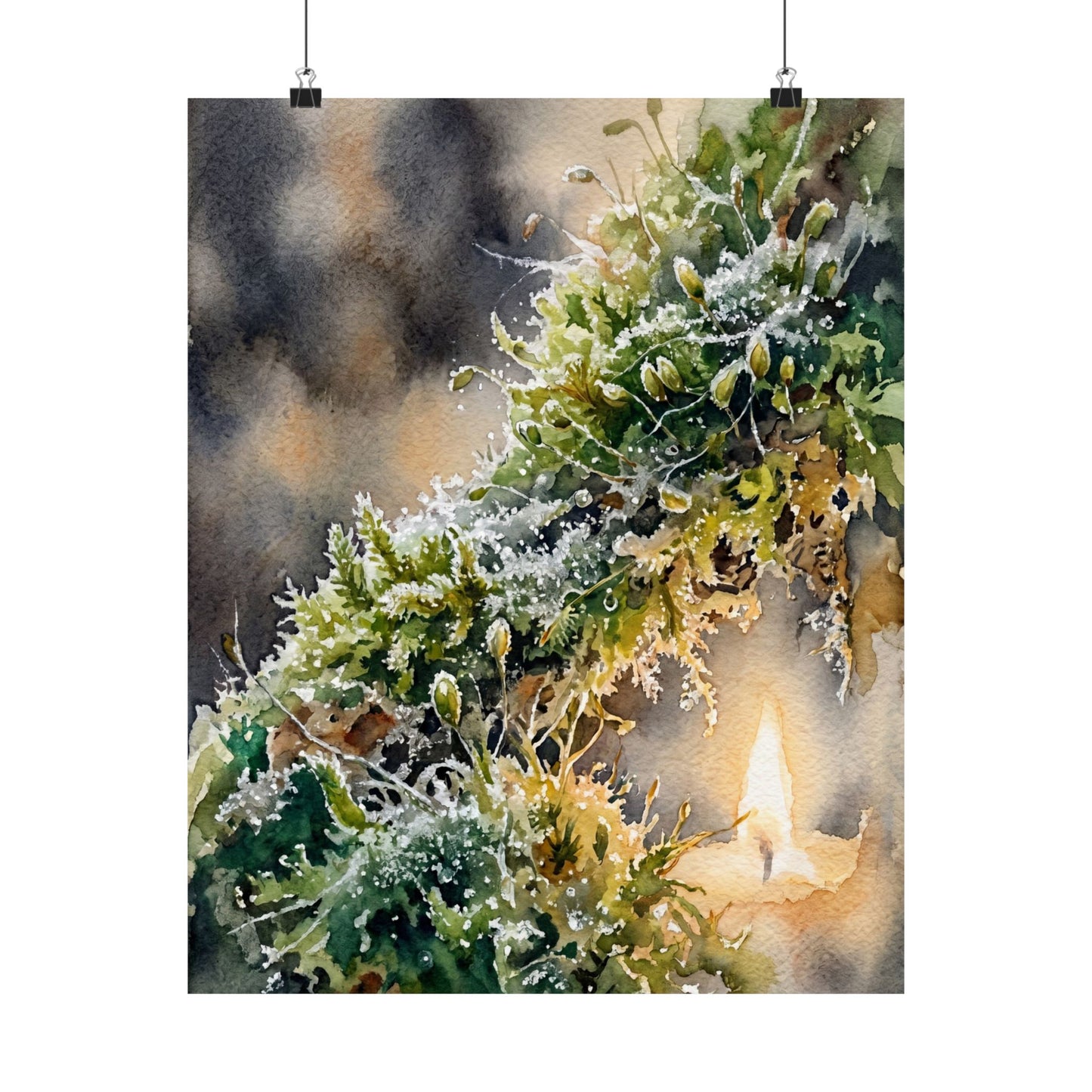 Fukinsei Moss Close Up Wall Art Print - Japandi Watercolor