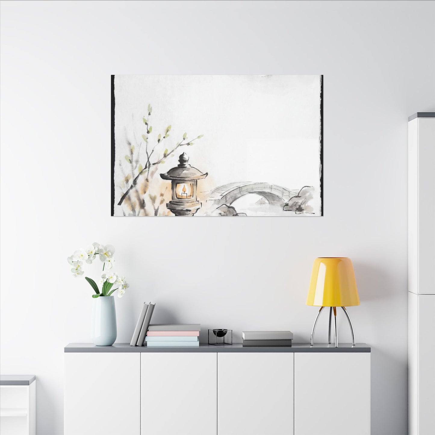 Moonlit Garden Spring Canvas Art | Zen Contemplative Design
