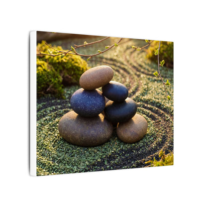 Zen River Stones in Golden Hour | Karesansui Canvas Art