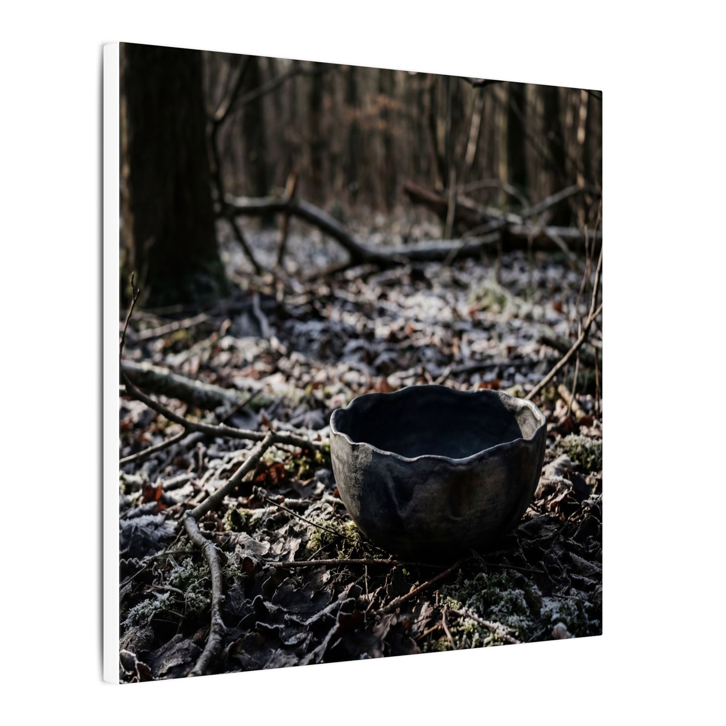 Dappled Ceramic Bowl Canvas Art - Dark Japandi Kanso
