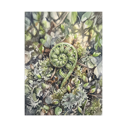 Fern Unfurling Spring Canvas Art | Japandi Neutral Design