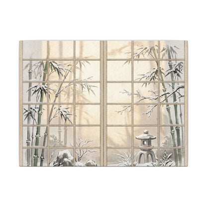 Winter Shoji Screen Sumi E Canvas Art | Tranquil Decor Art Print