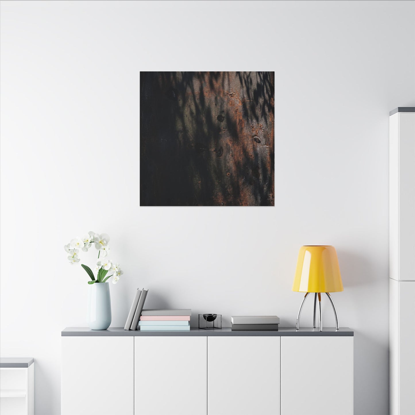 Rust Patina Shadow Zen Canvas Art | Luxurious Dark Japandi Art