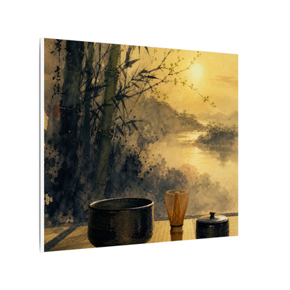 Tea Ceremony Sumi E Canvas Art | Contemplative Zen Art