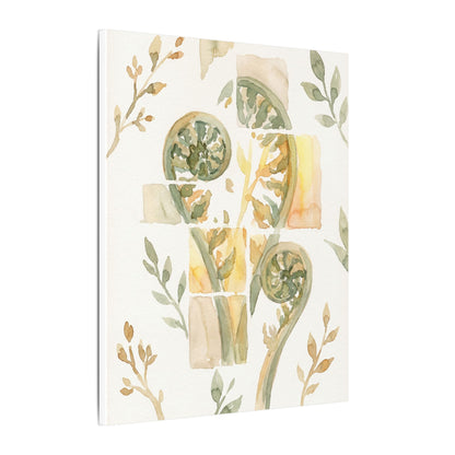 Earthy Fern Unfurling Canvas Art - Watercolor Japandi
