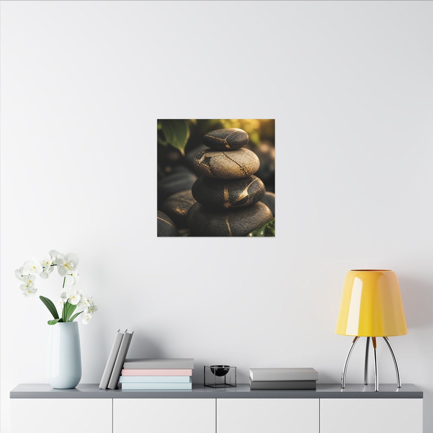 Summer River Stones Broken Beauty Canvas Art | Healing Decor