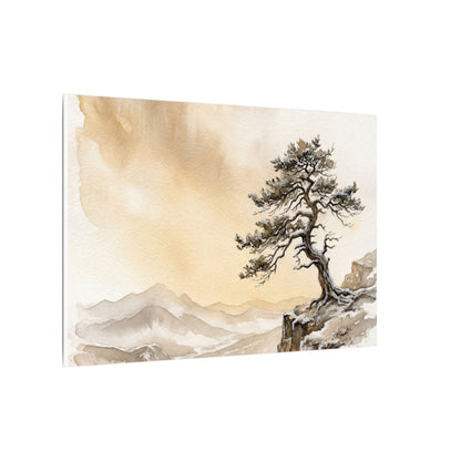 Pine Tree Canvas Art | Winter Japandi Watercolor Art