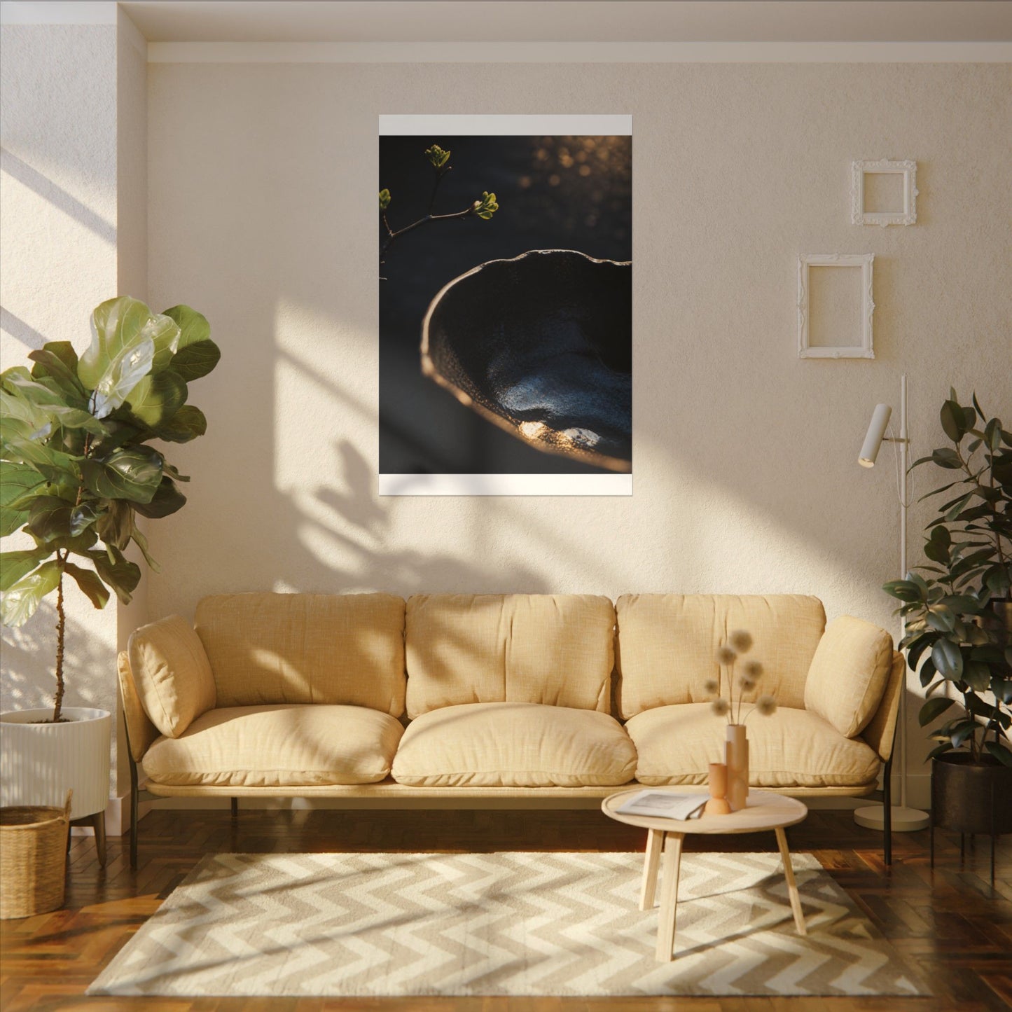 Ma Ceramic Bowl Canvas Art - Dark Japandi Shadow Zen