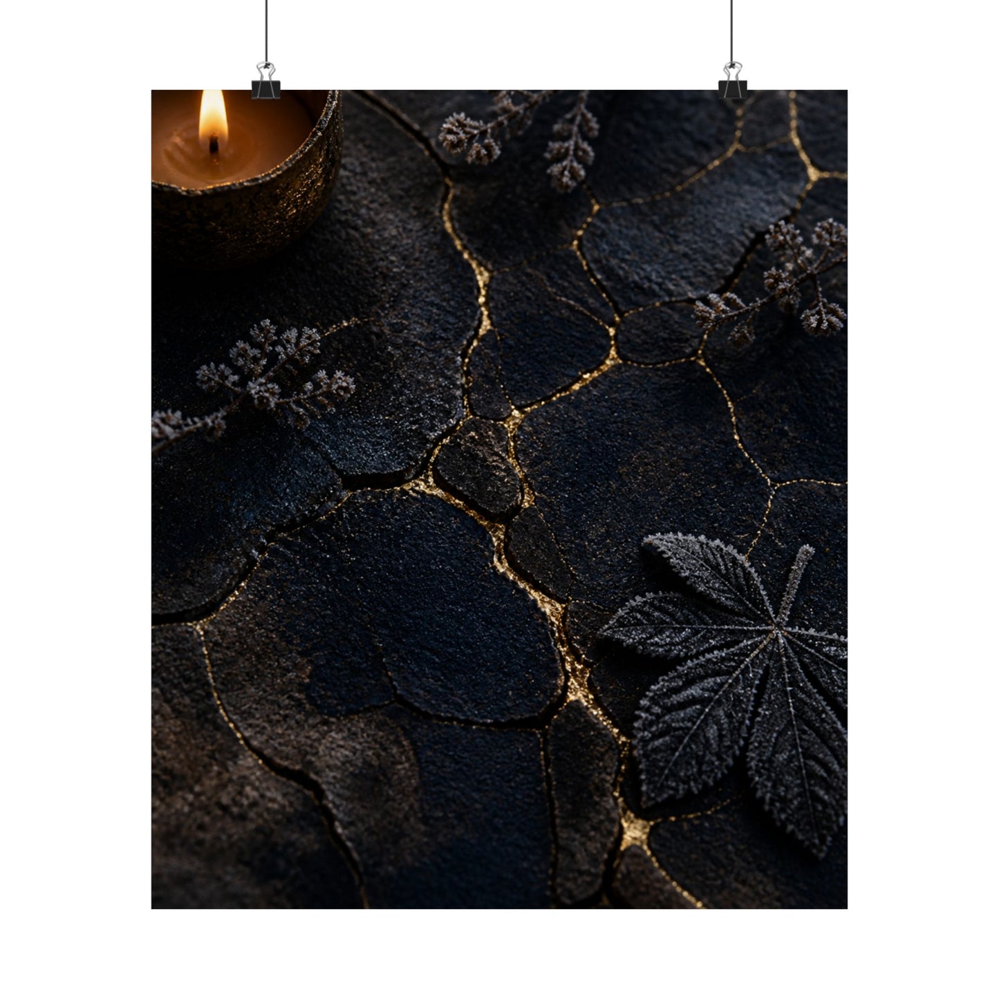 Luxurious Cracked Earth Wall Art Print - Moody Minimal Dark Japandi