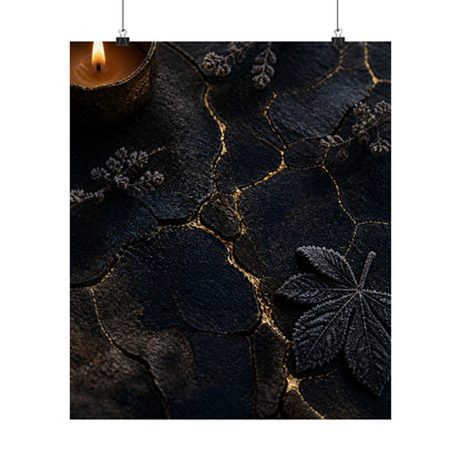 Luxurious Cracked Earth Wall Art Print - Moody Minimal Dark Japandi