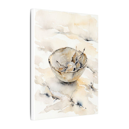 Ceramic Bowl Canvas Art | Winter Japandi Watercolor Art