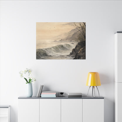 Ocean Wave Spring Canvas Art | Japandi Elegant Design