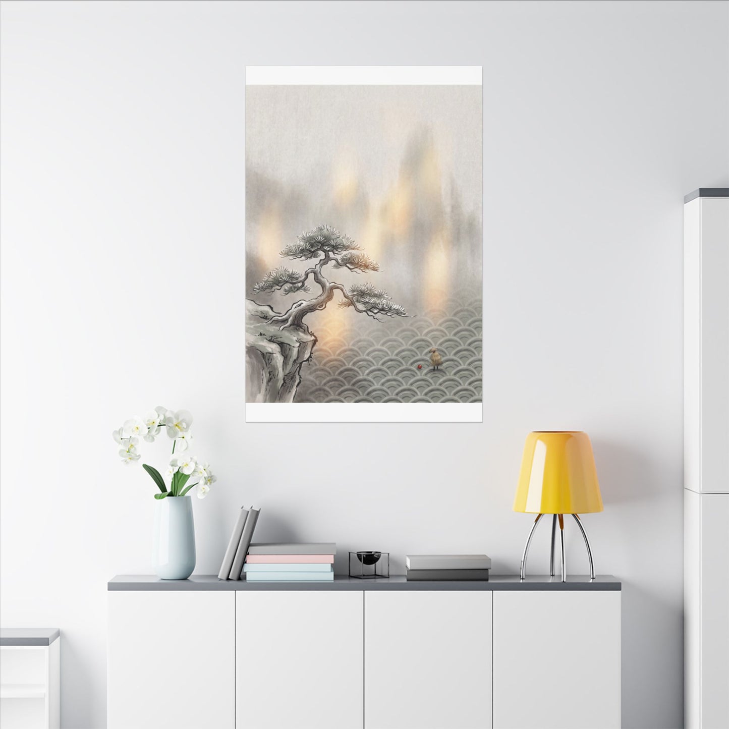 Pine Tree Canvas Art | Winter Japandi Japanese Pattern Art