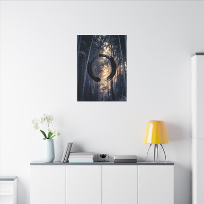 Bamboo Grove Canvas Art | Winter Zen Enso Art