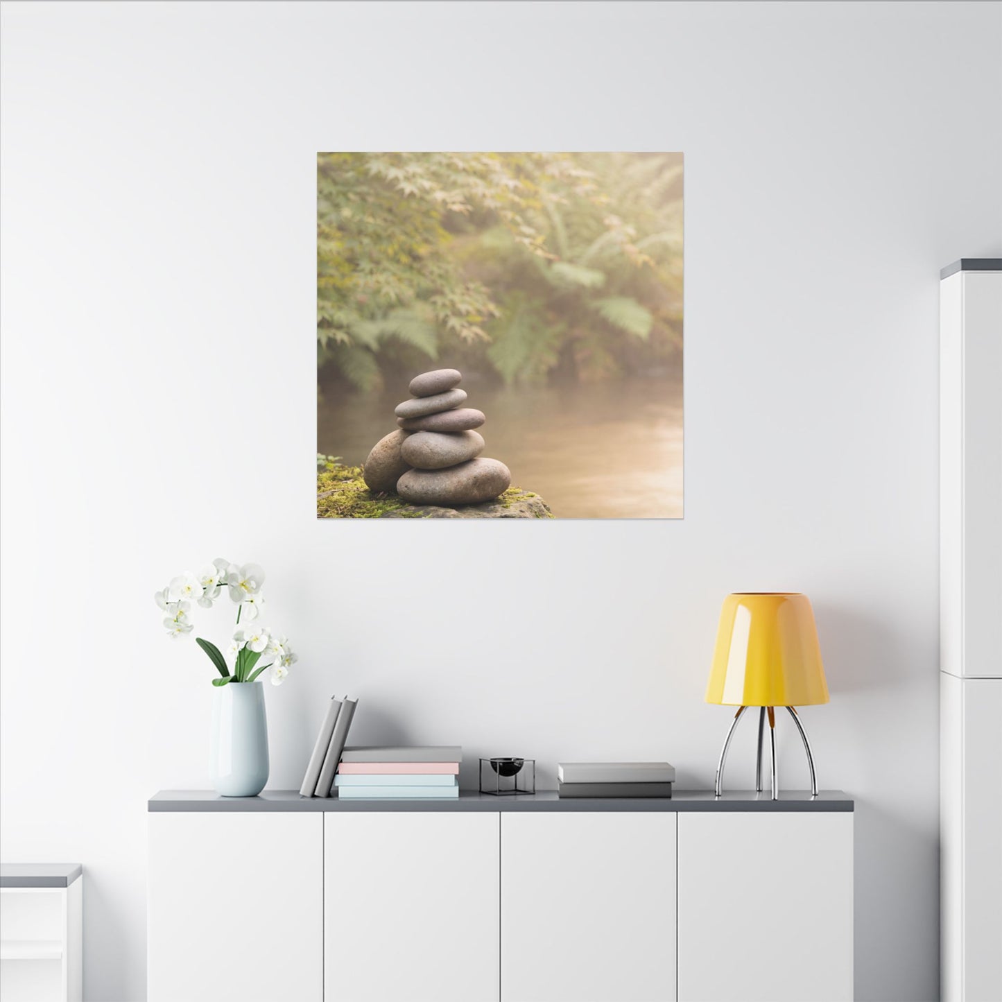 Cozy River Stones Canvas Art - Japanese Pattern Japandi