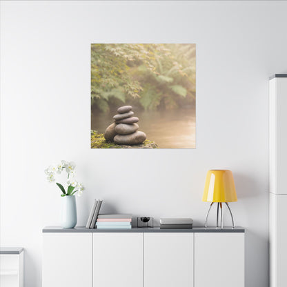 Cozy River Stones Canvas Art - Japanese Pattern Japandi