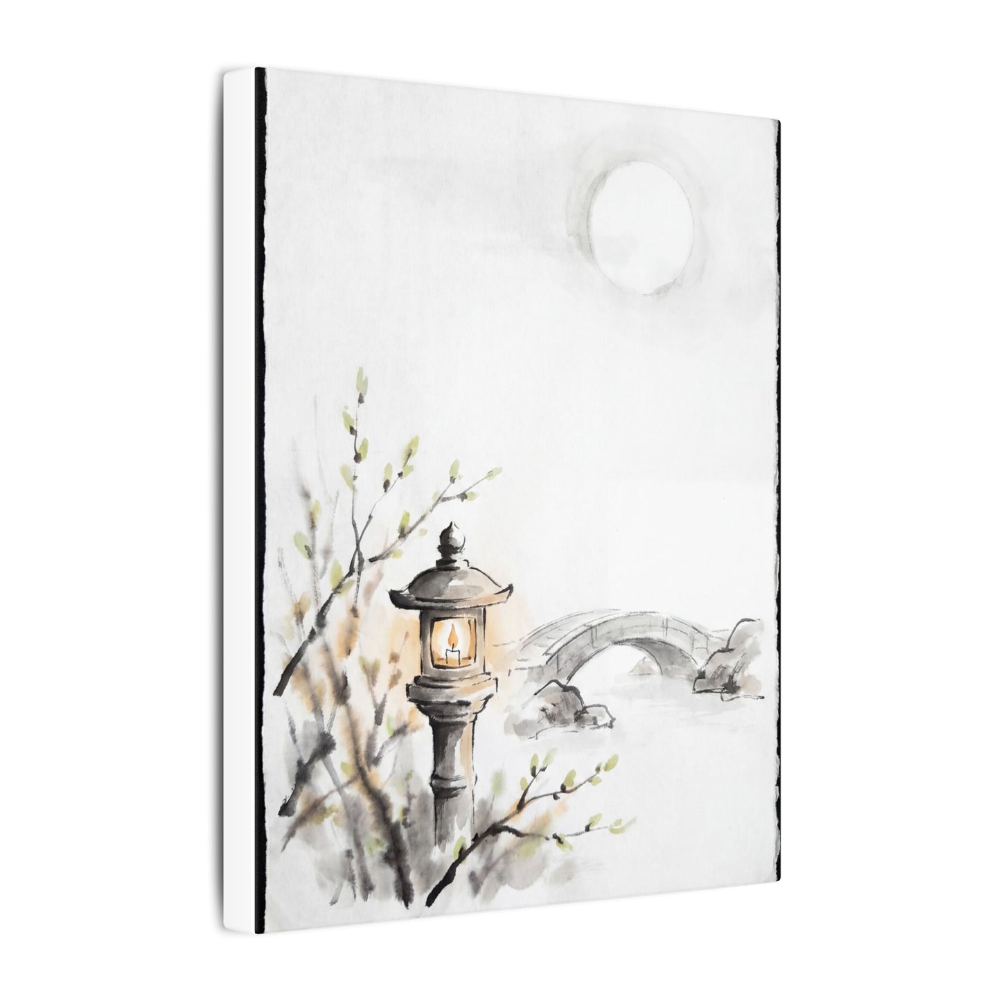 Moonlit Garden Spring Canvas Art | Zen Contemplative Design