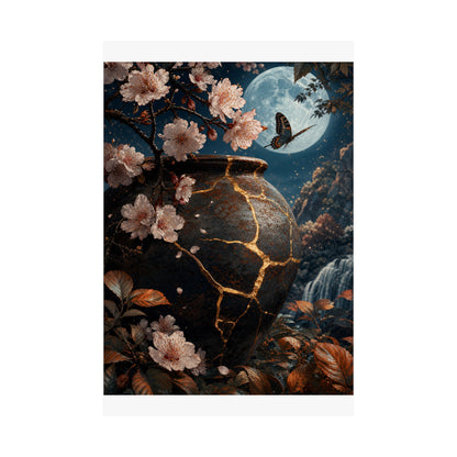 Cherry Blossom Gold Repair Wall Art Print | Beautiful Kintsugi Art