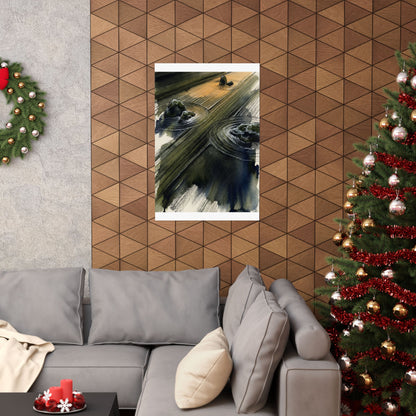 Golden Hour Rock Garden Wall Art Print - Dark Japandi Ma