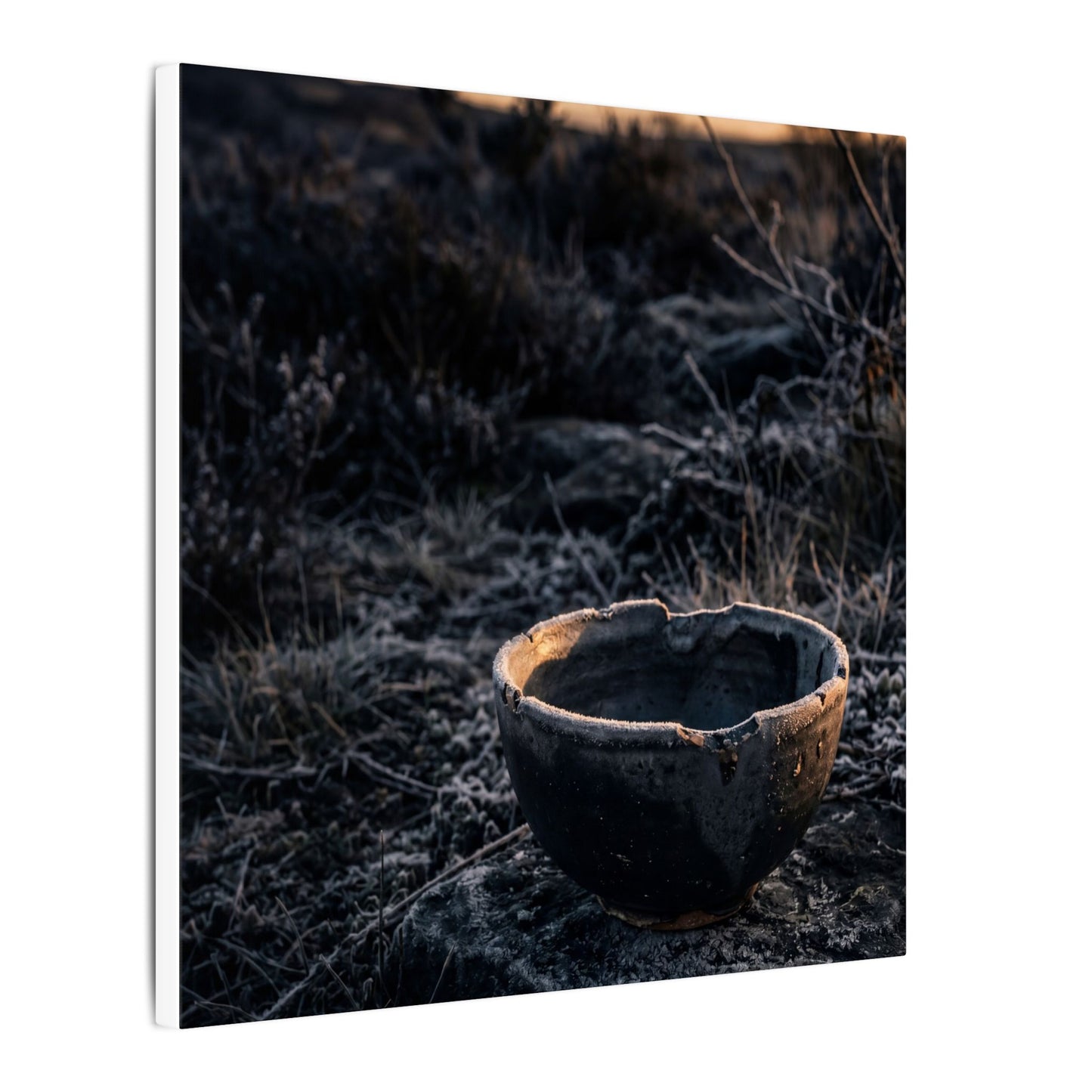 Kanso Ceramic Bowl Canvas Art - Dark Japandi Dark Texture
