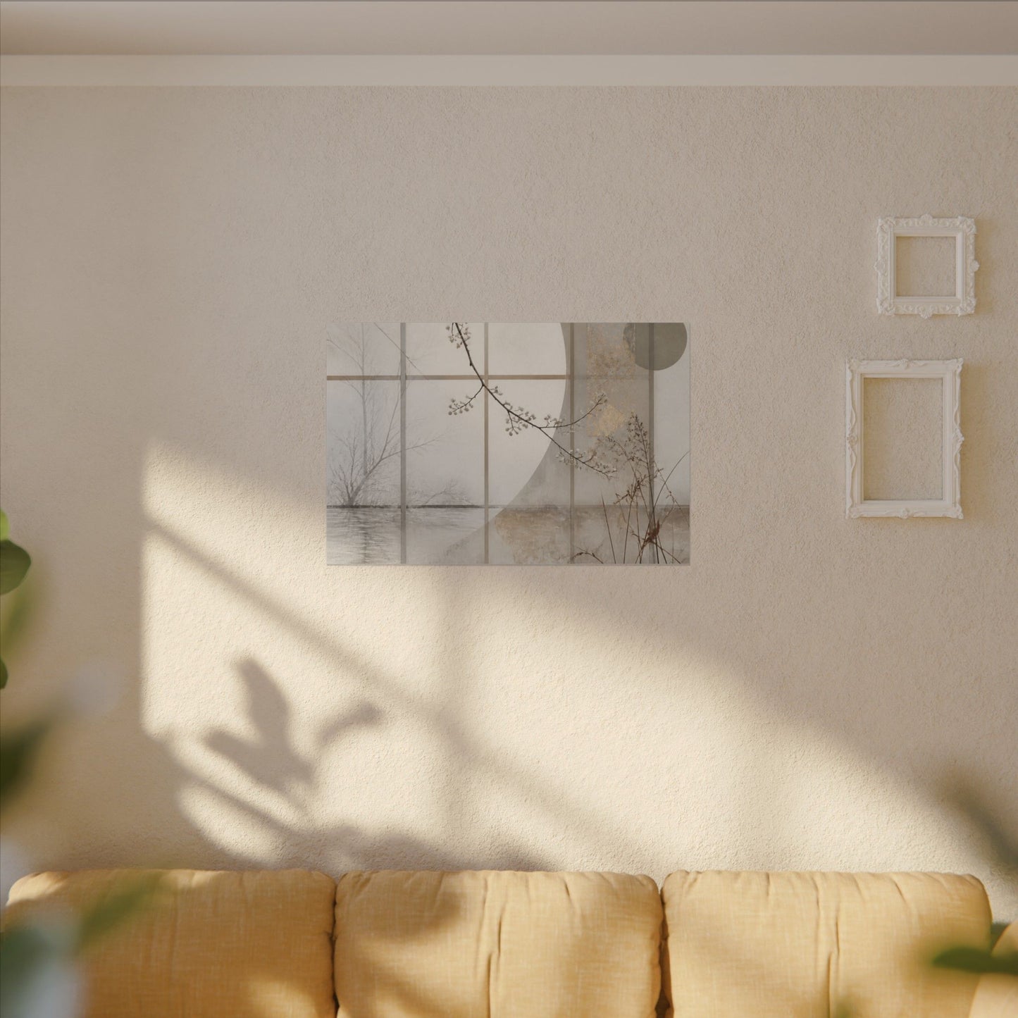 Winter Shoji Screen Japanese Pattern Canvas Art | Elegant Decor