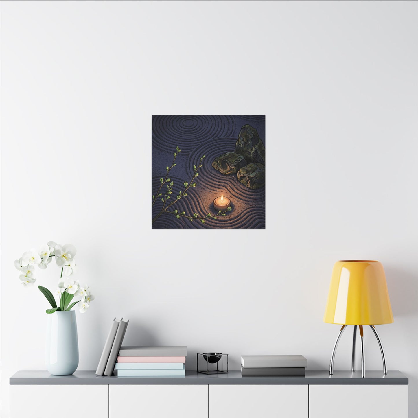 Mono No Aware Rock Garden Canvas Art - Zen Ukiyo E Inspired