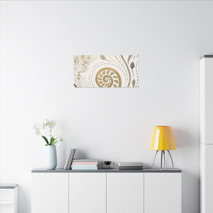 Japandi Fern Unfurling in Golden Hour | Japanese Pattern Canvas Art