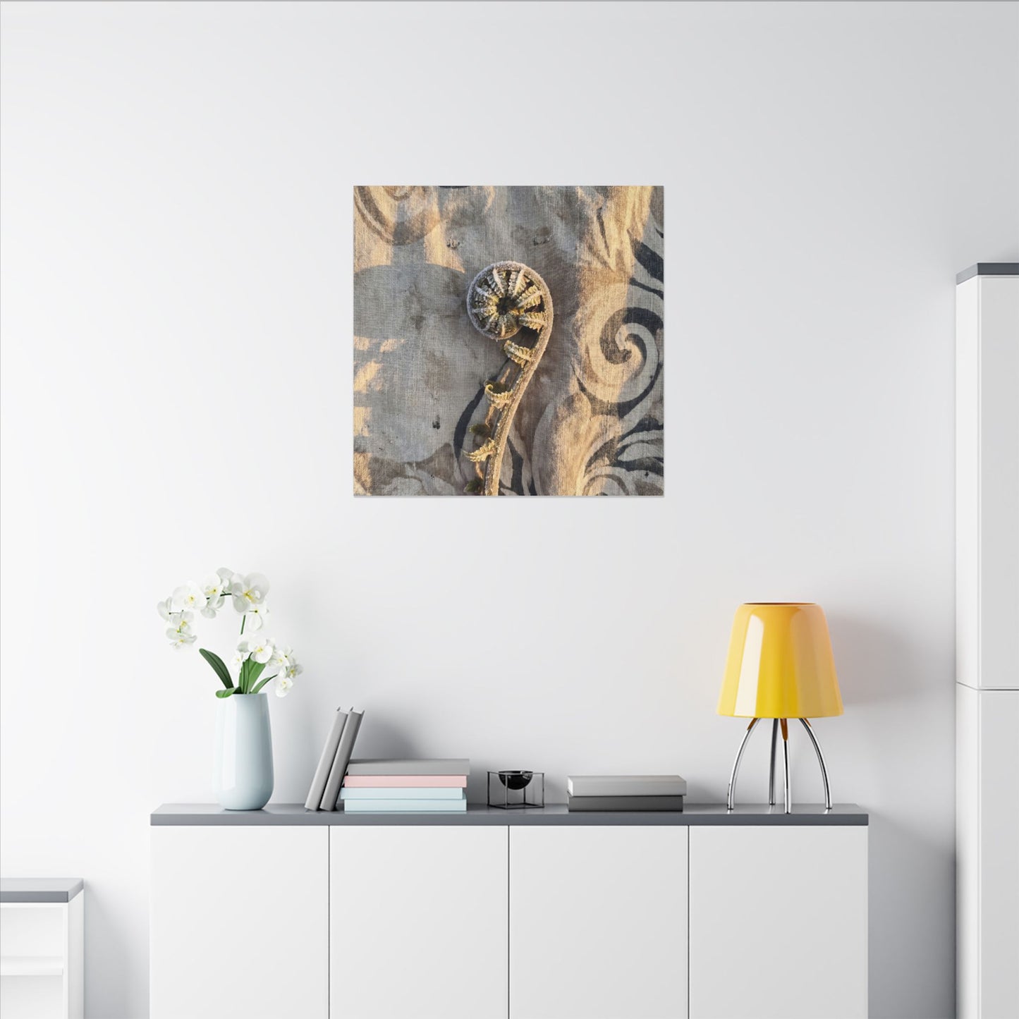 Fern Unfurling Canvas Art | Winter Japandi Japanese Pattern Art