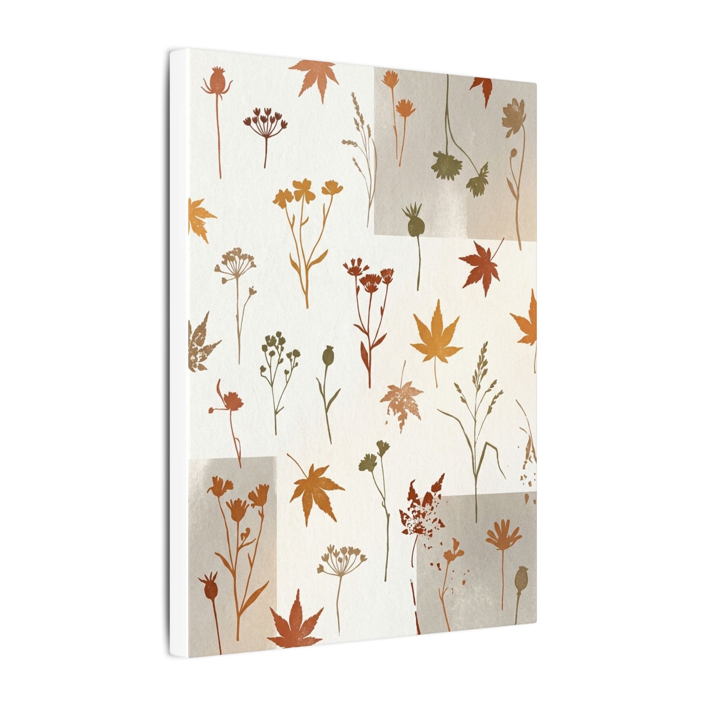 Autumn Dried Flowers Japanese Pattern Canvas Art | Elegant Decor