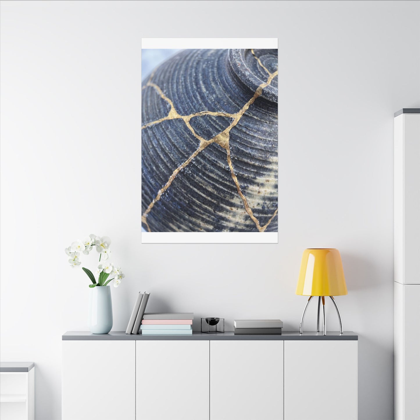 Shibui Water Ripple Canvas Art - Kintsugi Gold Repair