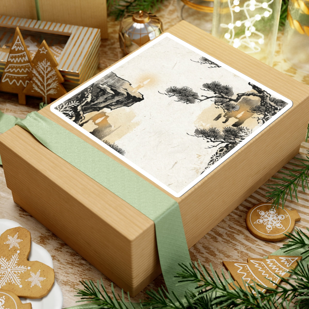 Candlelight Pine Tree Sticker - Japandi Ma