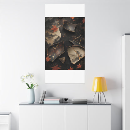 Broken Pottery Gold Vein Canvas Art | Philosophical Kintsugi Art