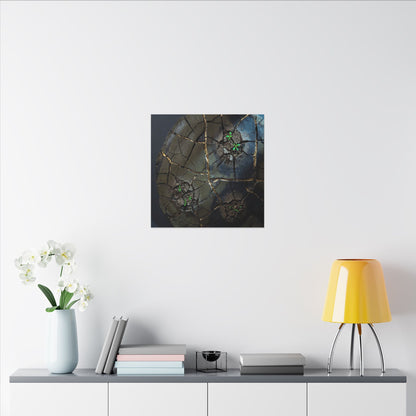Dark Japandi Cracked Earth in Moonlight | Moody Minimal Canvas Art