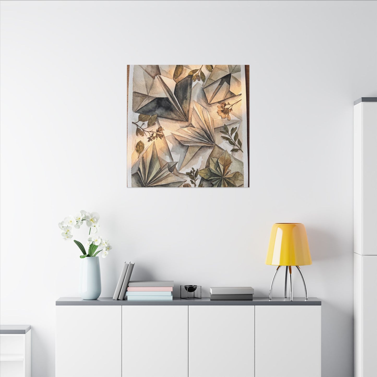 Golden Hour Paper Fold Canvas Art - Japandi Seijaku