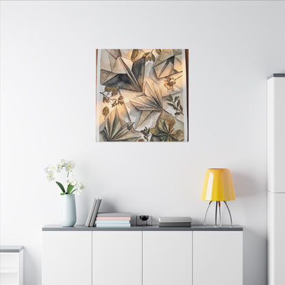 Golden Hour Paper Fold Canvas Art - Japandi Seijaku