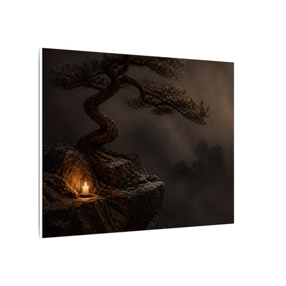 Pine Tree Shadow Zen Canvas Art | Luxurious Dark Japandi Art