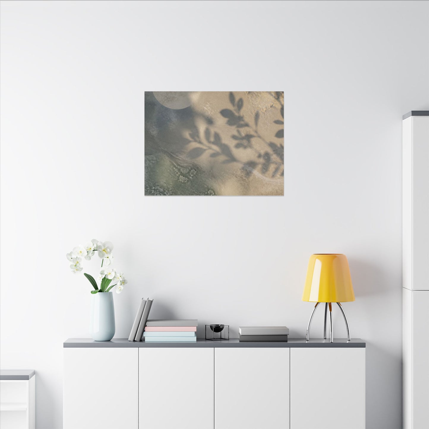 Japandi Shadow Play in Moonlight | Texture Canvas Art