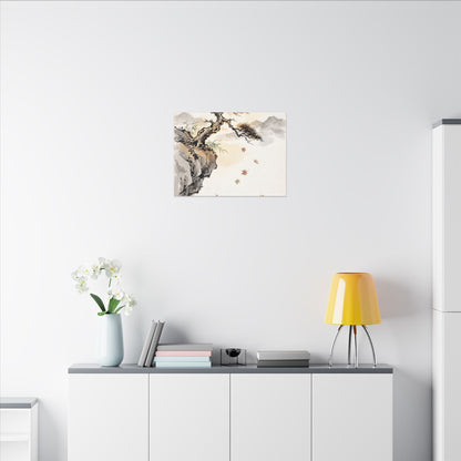 Peaceful Pine Tree Canvas Art - Sumi E Zen
