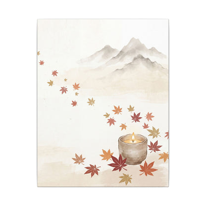 Earthy Mountain Mist Canvas Art - Japanese Pattern Japandi