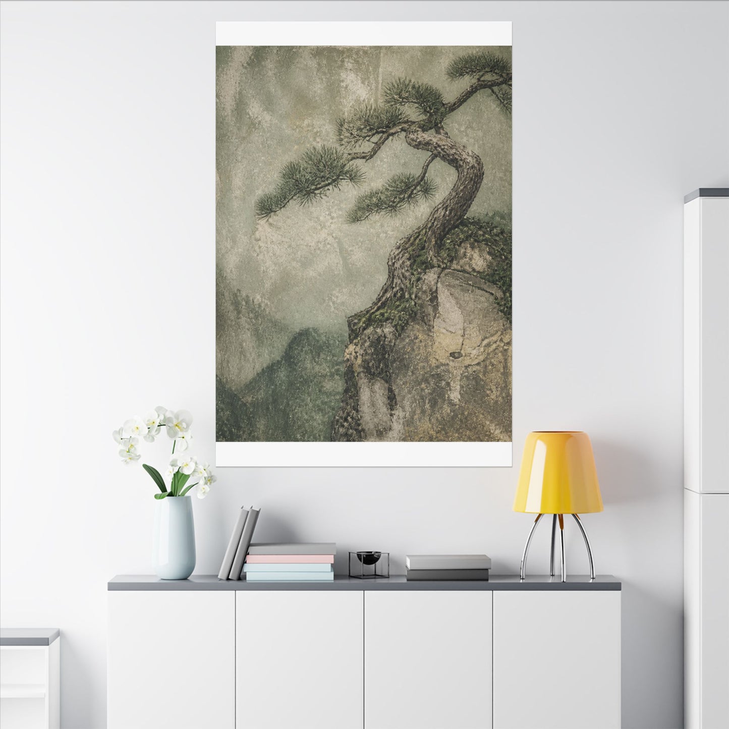 Fukinsei Pine Tree Canvas Art - Japandi Texture