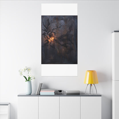 Winter Rust Patina Charcoal Ink Canvas Art | Atmospheric Decor
